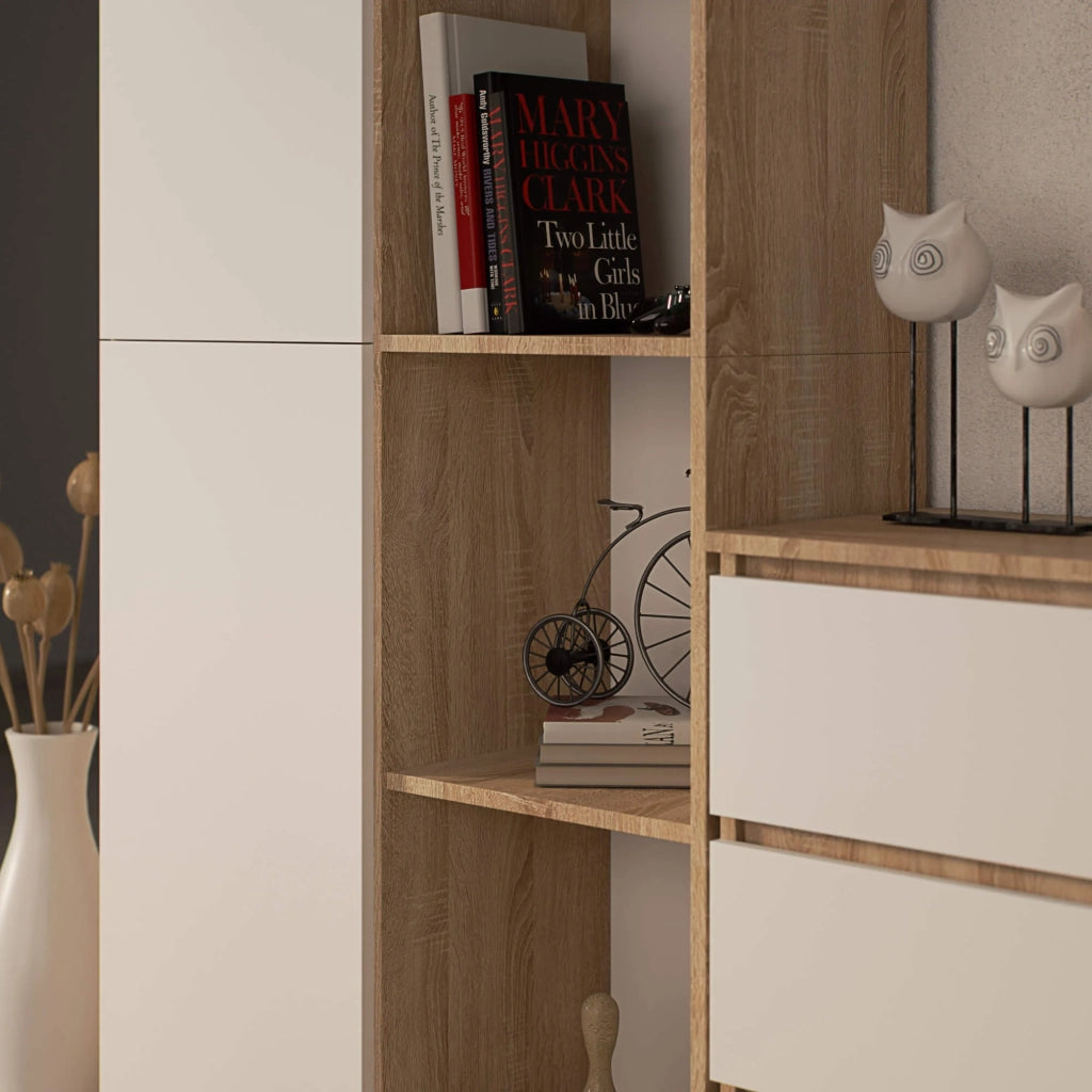 Armadio da ufficio AKORD R80 Sonoma Quercia 80 cm 1 anta inserto frontale Bianco 80x35x180 cm