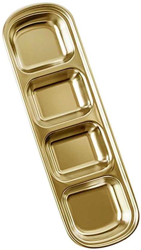 Piatti di Salsa Coreana - Dipsaus Kom - Goud-4 - Piatto per Verdure - Carne alla Griglia - Ideale per dipsausen e condimenti