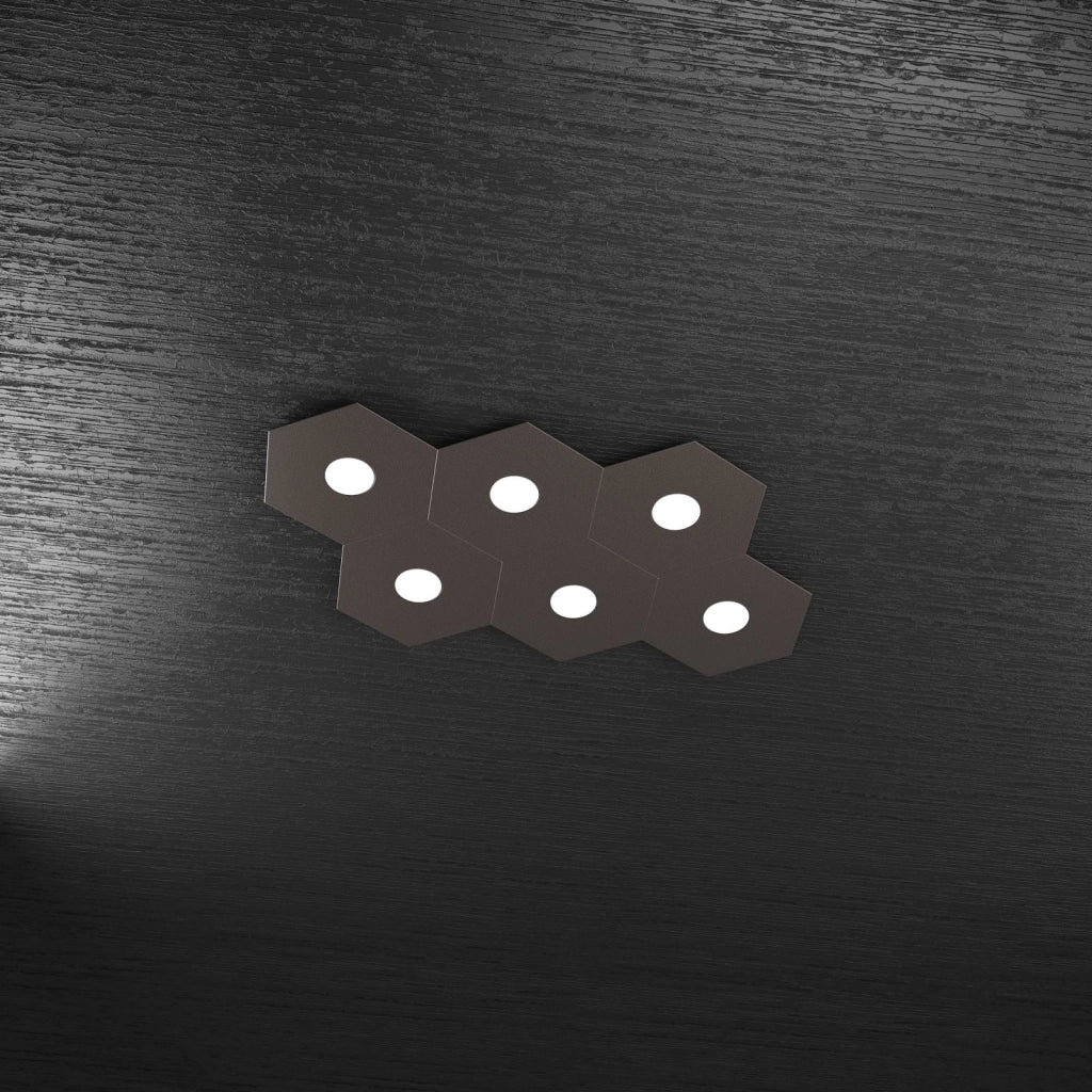 HEXAGON APPLIQUE-PLAFONIERA 6 LUCI MARRONE 1142-6L-MA