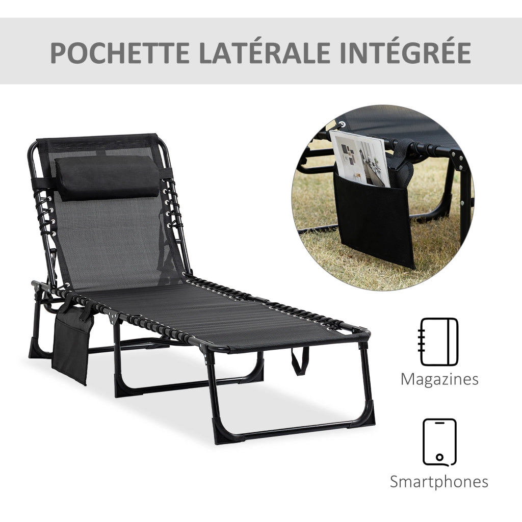 Chaise longue reclinabile ¨C zephmum ¨C nero 189x58x30 cm
