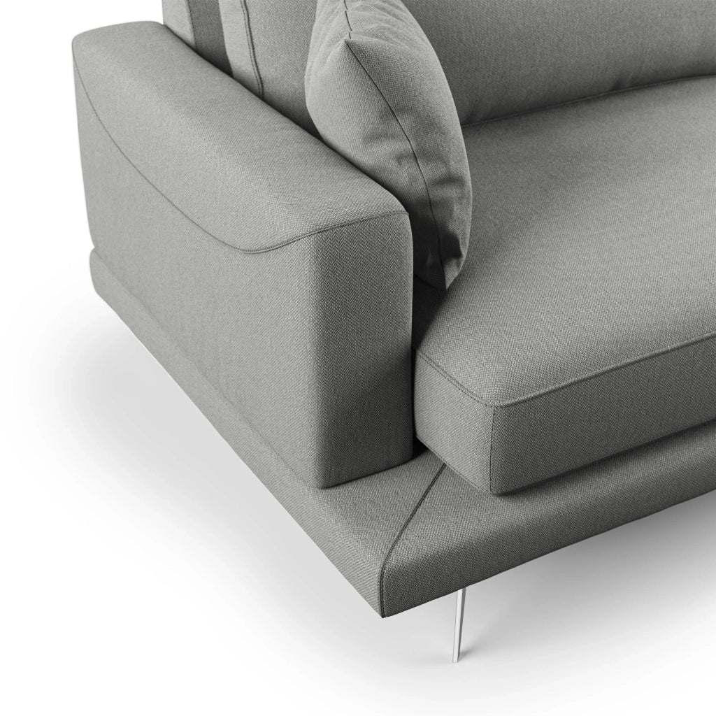 Dorian Divano moderno in tessuto morbido antimacchia T05 218 cm grigio