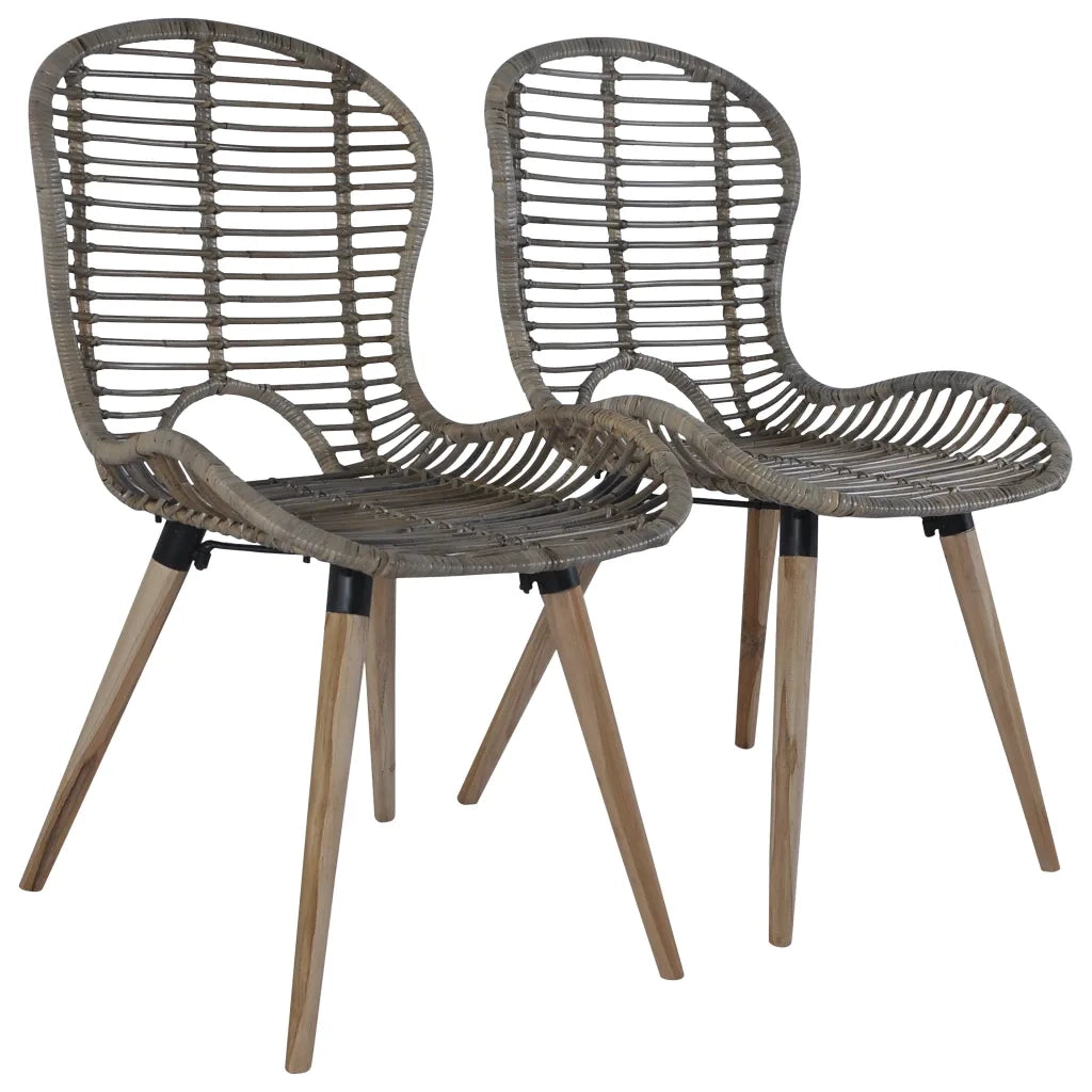 Sedie da Pranzo 4 pz Marroni in Rattan Naturale 246854