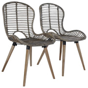 Sedie da Pranzo 4 pz Marroni in Rattan Naturale 246854