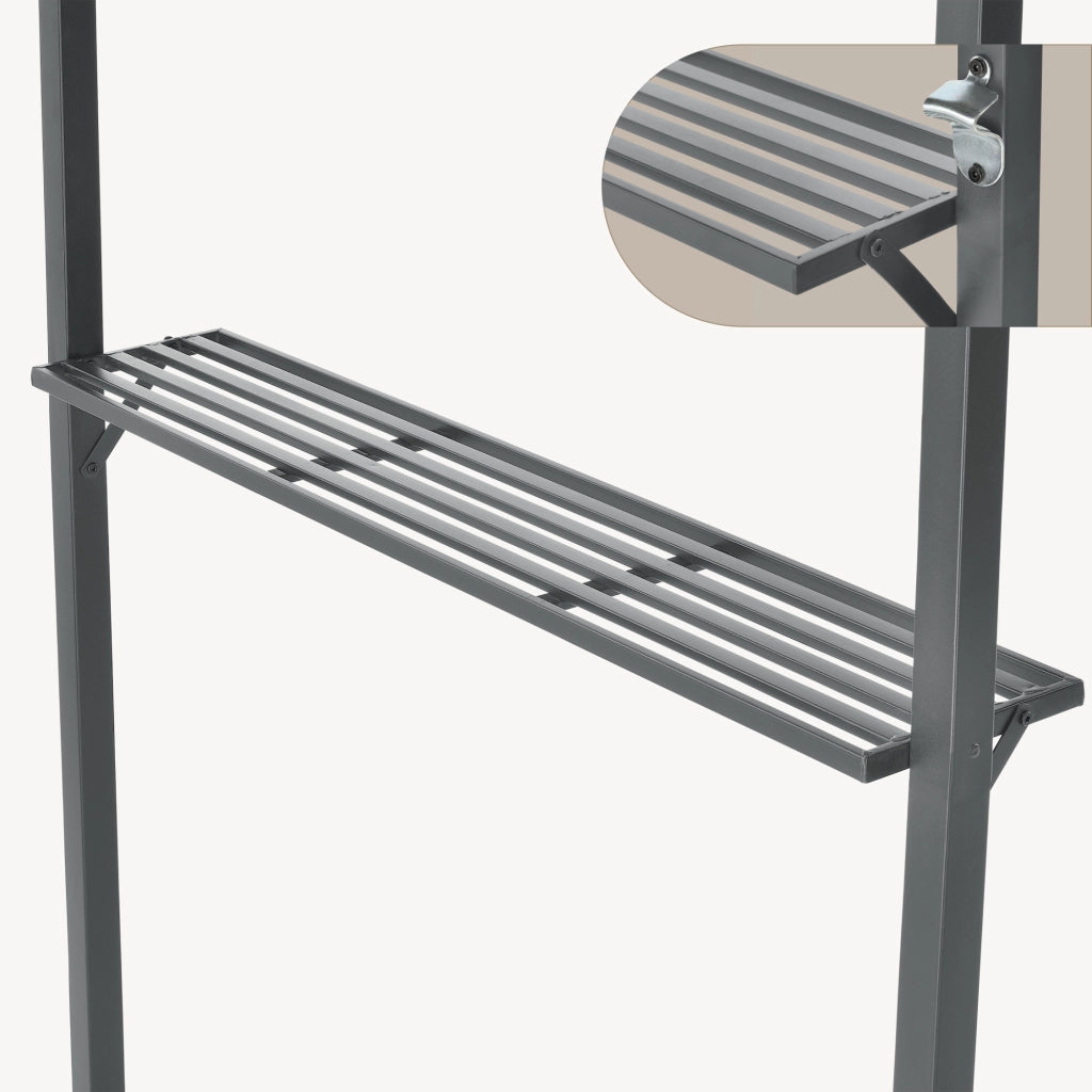 Gazebo per Barbecue Parga con Tetto Doppio e 2 Ripiani 250x241x151 cm - Grigio Scuro [en.casa]