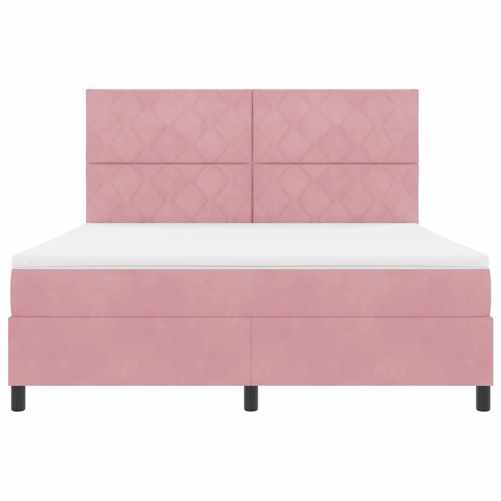Letto a Sorgente LED con materasso Rosa 180 x 200 cm Velluto 3343399