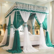 Involucro per lettino singolo - Reticolo anti insetti trasparente con supporto in acciaio e bordo romantico (150 x 200 cm)