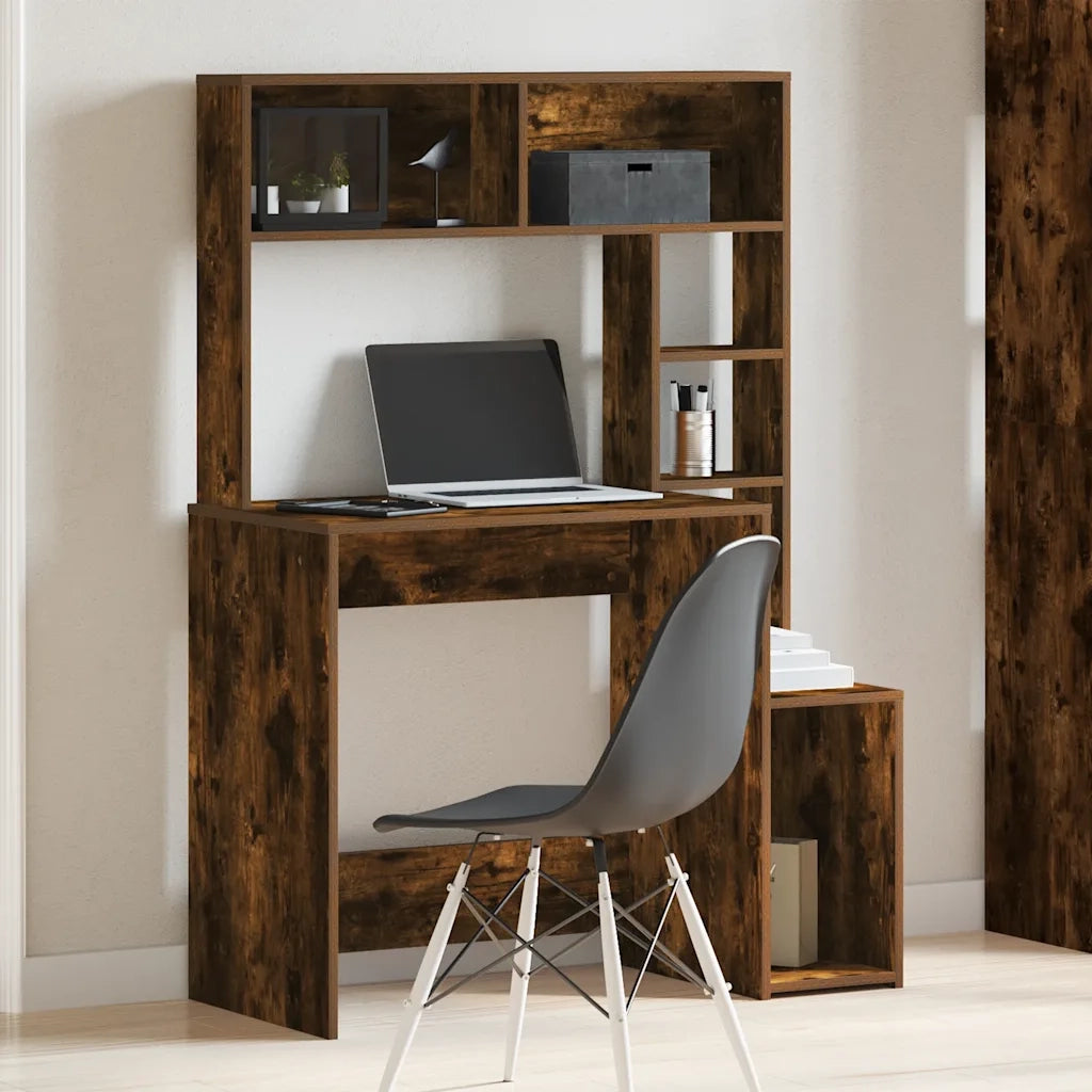 Scrivania Mensole Rovere Fumo 100x45x140 cm Legno Multistrato 860440