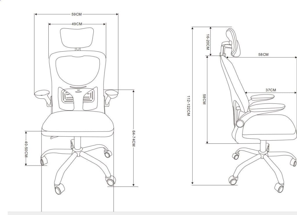 FENIXSHOP24 Sedia Ufficio Ergonomica, con Poggiatesta, Braccioli, Supporto Lombare, Regolazione in Altezza, Poltrona girevole con ruote e rete traspirante – Nera - JG-9070