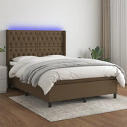 Letto a Molle Materasso e LED Marrone Scuro 140x200 cm Tessuto 3138560