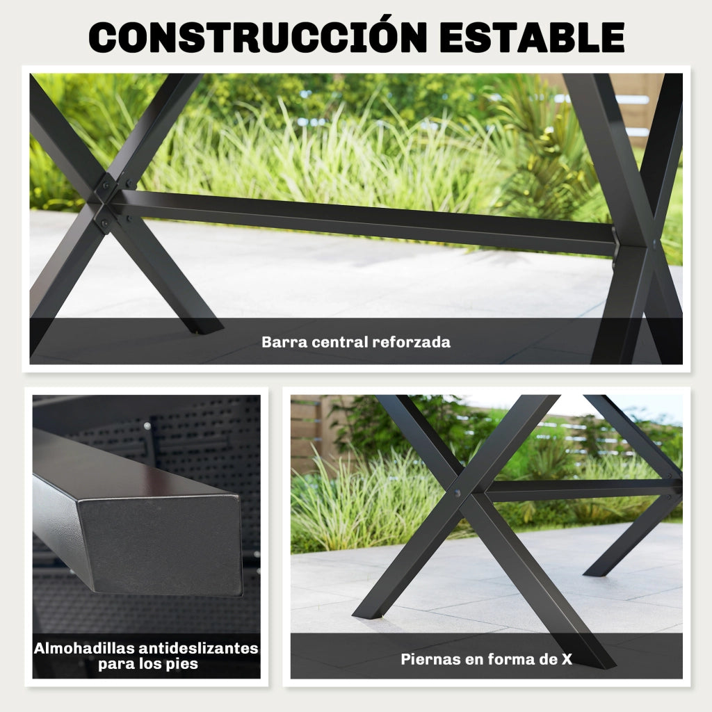 Tavolo da pranzo da giardino per 6 persone in legno e metallo ¨C zephmum ¨C Nero 150x90x74 cm