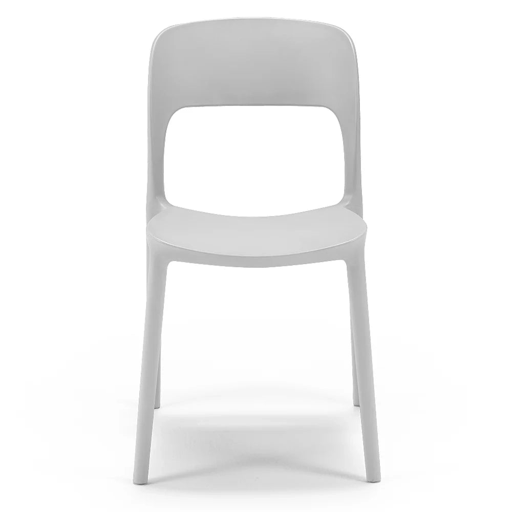 Set 4 sedie in polipropilene KATE, impilabile, resistente ai raggi UV, design moderno, ideale per sala da pranzo, cucina, sala d’attesa, bar, ristoranti o da esterno, colore Bianco