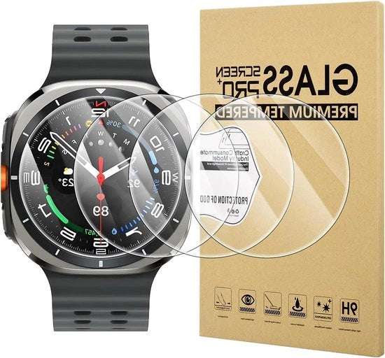 Schermprotettore per Samsung Galaxy Watch Ultra 47mm - 4 pezzi - Resistente ai graffi e HD - Vetro temperato - Pellicola protettiva.