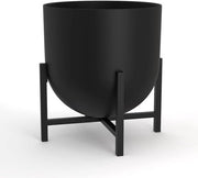 Vaso per piante con sostegno per piante - grande vasca per piante in metallo indoor (nero 22 cm)