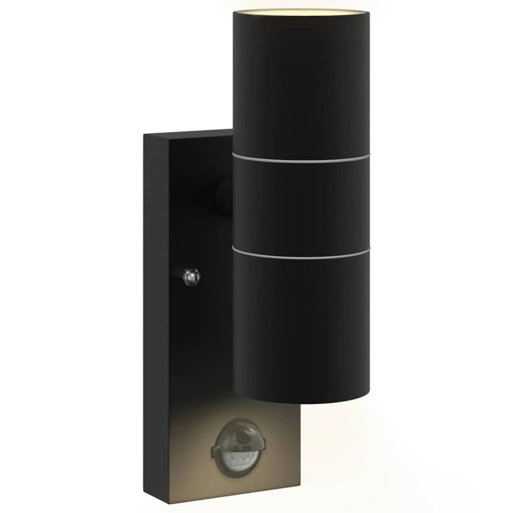 Set di 2 applique da esterno cilindriche dal design contemporaneo 7 x 10 x 22 cm acciaio inox nero 02_0056546
