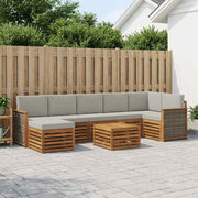 Set di divani da esterno 7 pz Naturale e Grigio Chiaro 3384647
