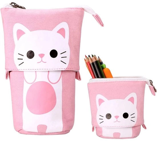 Tecnico HIQE-FL Etui per matite con cerniera, appoggio per matita a pop-up, etui per matite e penne 2 in 1, etui per studenti, etui per matite telescopico