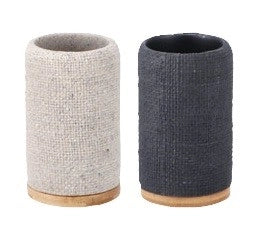 1 Pezzo Bicchiere Portaspazzolino in Resina e Bamboo 7,5 x 12,5 cm 2 Colori