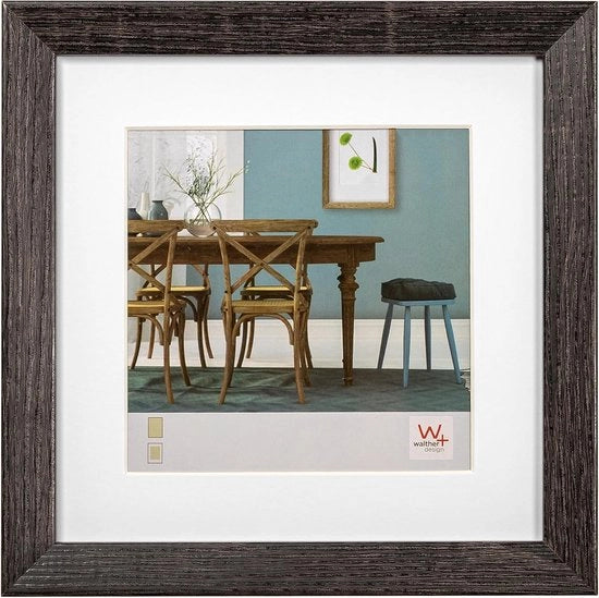 Ladro di foto in legno con passe-partout - 20x20 cm - colore scuro