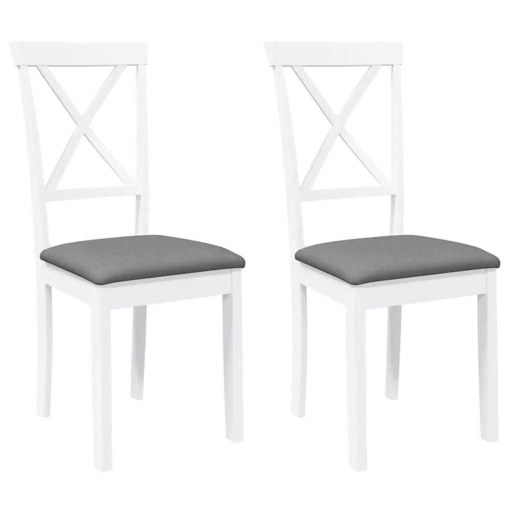 Sedie da Pranzo con Cuscini 2 pz Bianco Legno Massello di Hevea 4102405