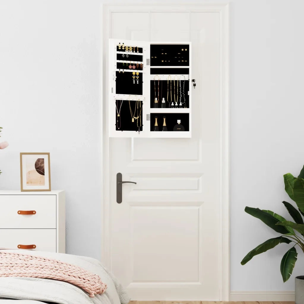 Armadio Portagioie con Specchio a Muro Bianco 30x8,5x67 cm CFW4772516