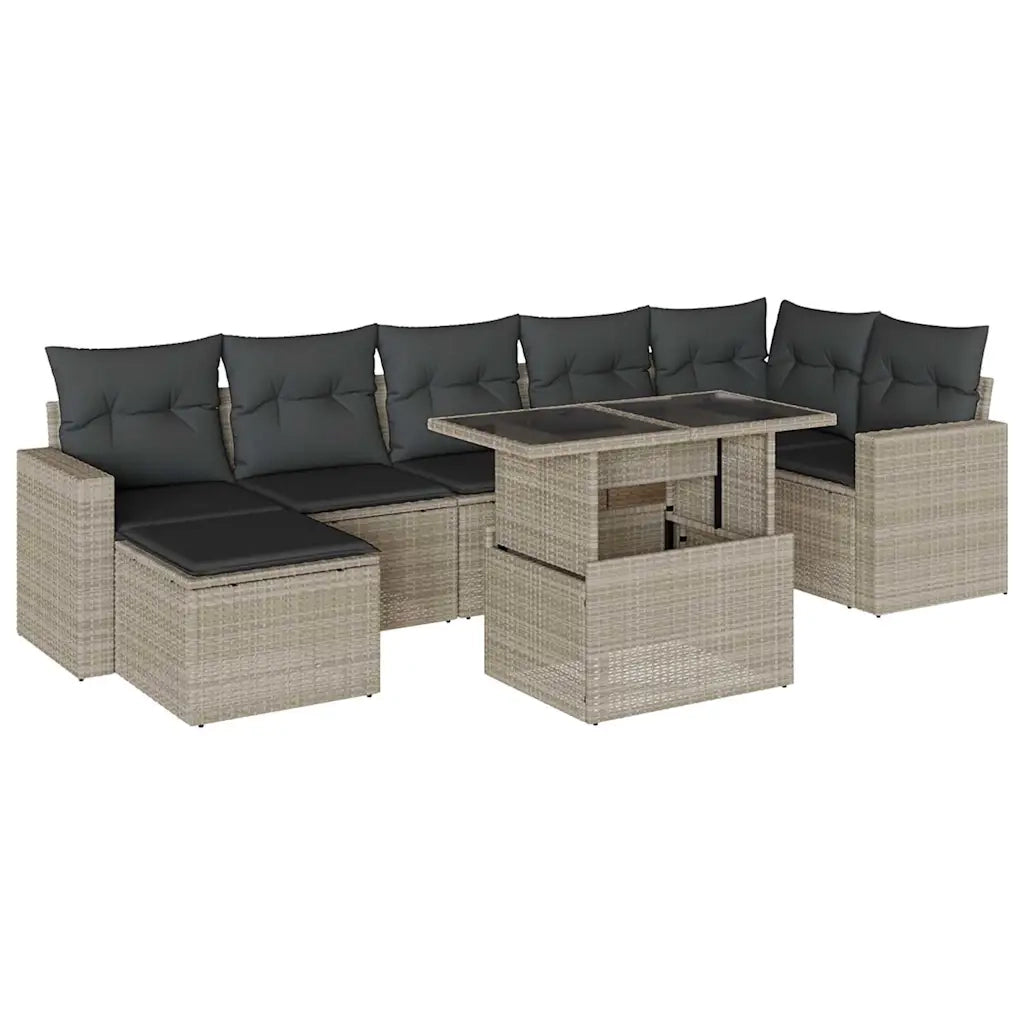 vidaXL Set Divano da Giardino 8pz con Cuscini Grigio Chiaro Polyrattan