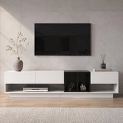 Mobile porta TV moderno lucido bianco e nero con 3 cassetti, 190 cm