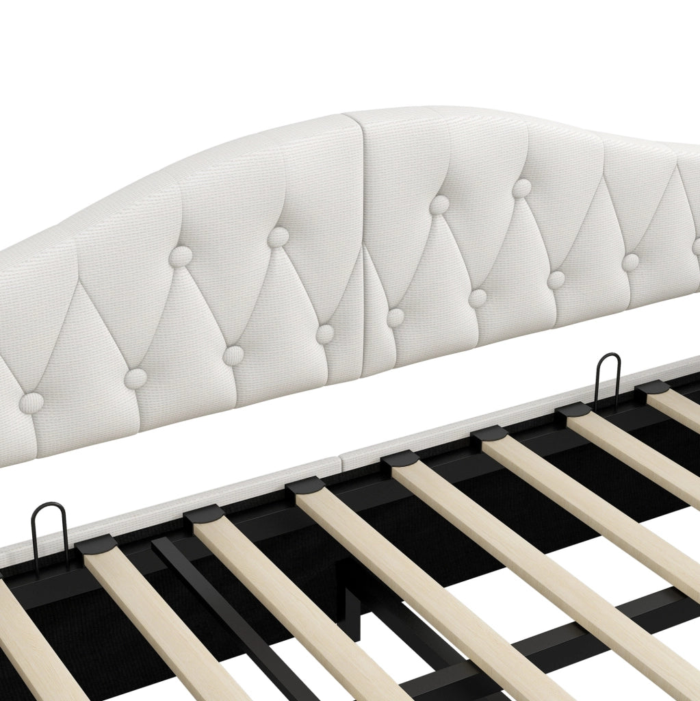 Tagesbett 90x200 con LED e vano contenitore; beige