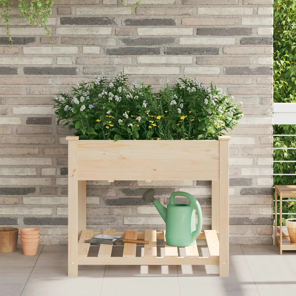 Fioriere | Cassetta per fiori | Vaso da giardino con lo scaffale Beige 90 x 90 x 76,5 cm