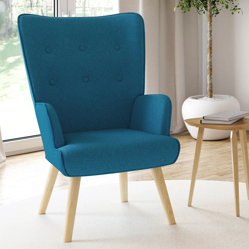 IDMarket - Poltrona scandinava IVAR in tessuto blu anatra
