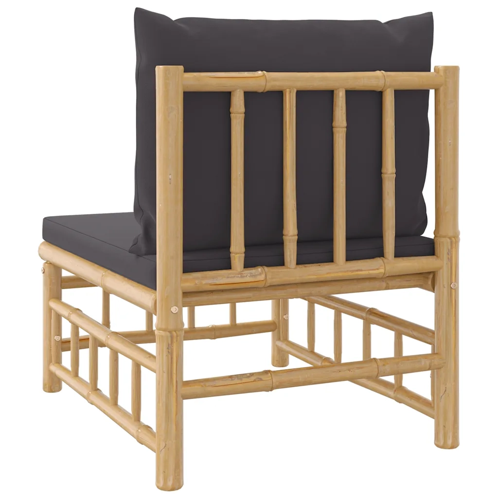 Divano Centrale da Giardino con Cuscini-Sofa Modulare-Divanetto da esterno Grigio Scuro Bamb¨´