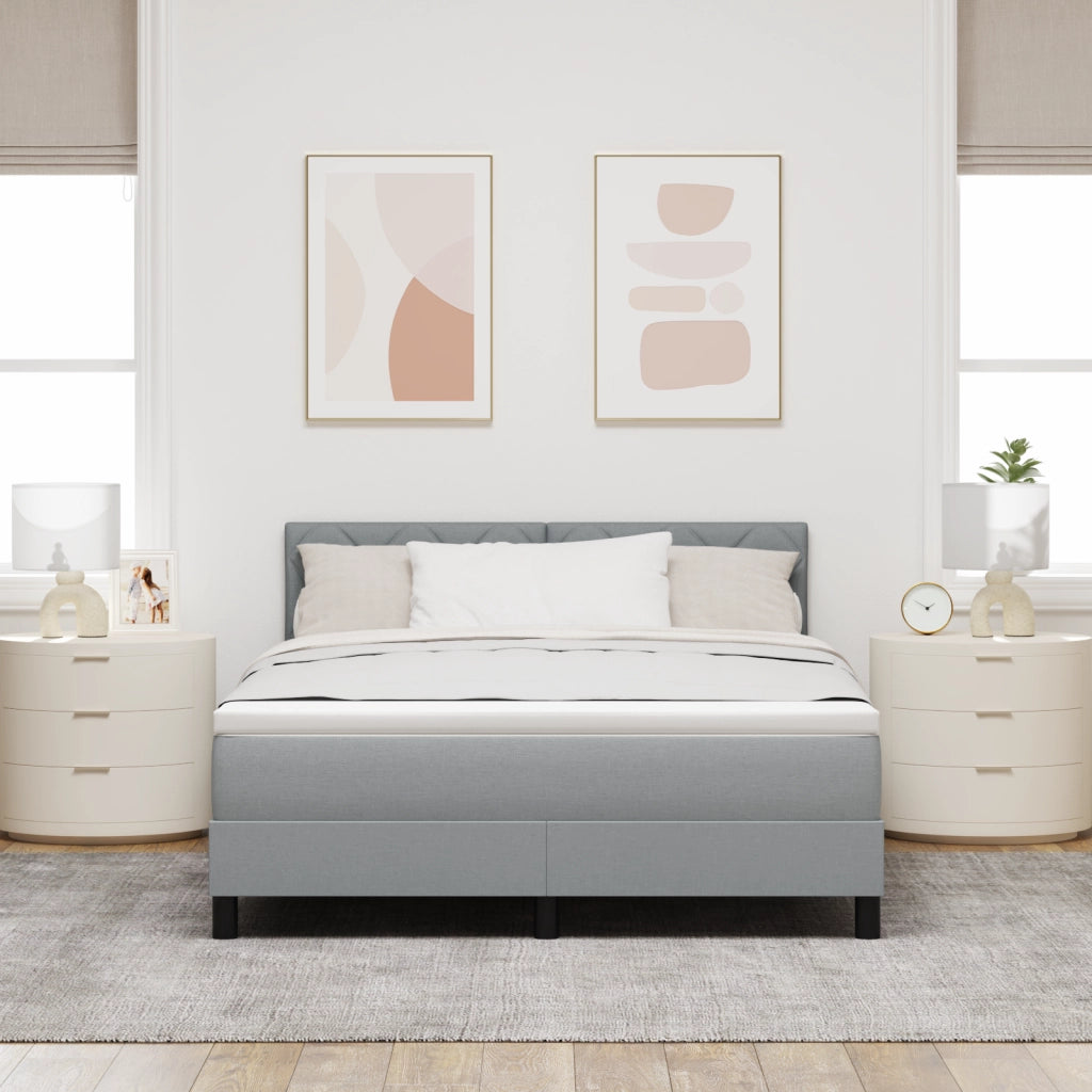 Letto a Molle con Materasso Grigio Chiaro 160x200 cm Tessuto