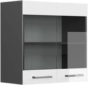 Mobile da cucina in vetro R-Line, Bianco lucido, 60 cm, per la libera combinazione all'interno di sistemi cucina modulari