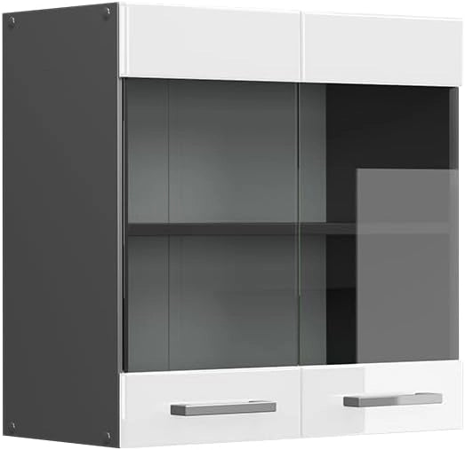 Mobile da cucina in vetro R-Line, Bianco lucido, 60 cm, per la libera combinazione all'interno di sistemi cucina modulari