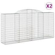 Set di 2 gabbioni ad arco per recinzione gabbia o muro di contenimento 300 x 50 x 140/160 cm ferro zincato argento 02_0041375