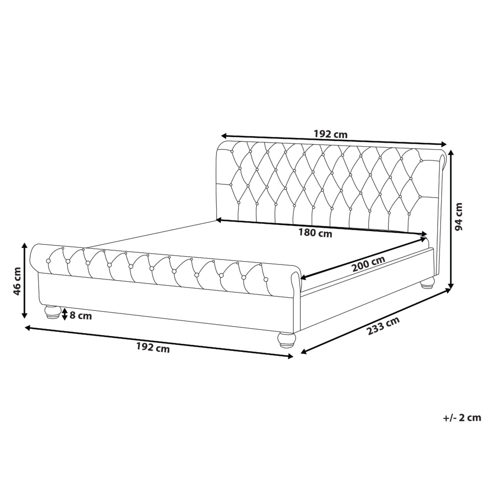 Letto ad acqua in velluto blu marino 180 x 200 cm con testiera trapuntata glamour