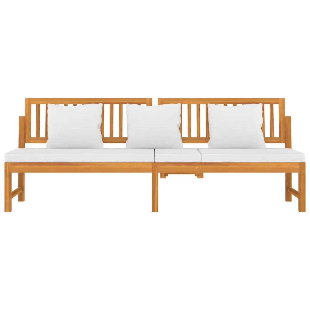 Dormeuse con Cuscino Crema 200x60x75cm Legno Massello di Acacia 312144