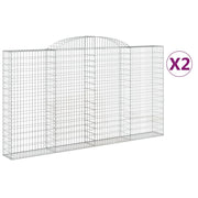 Set di 2 gabbioni ad arco per recinzione gabbia o muro di contenimento 300 x 30 x 160/180 cm ferro zincato argento 02_0041367