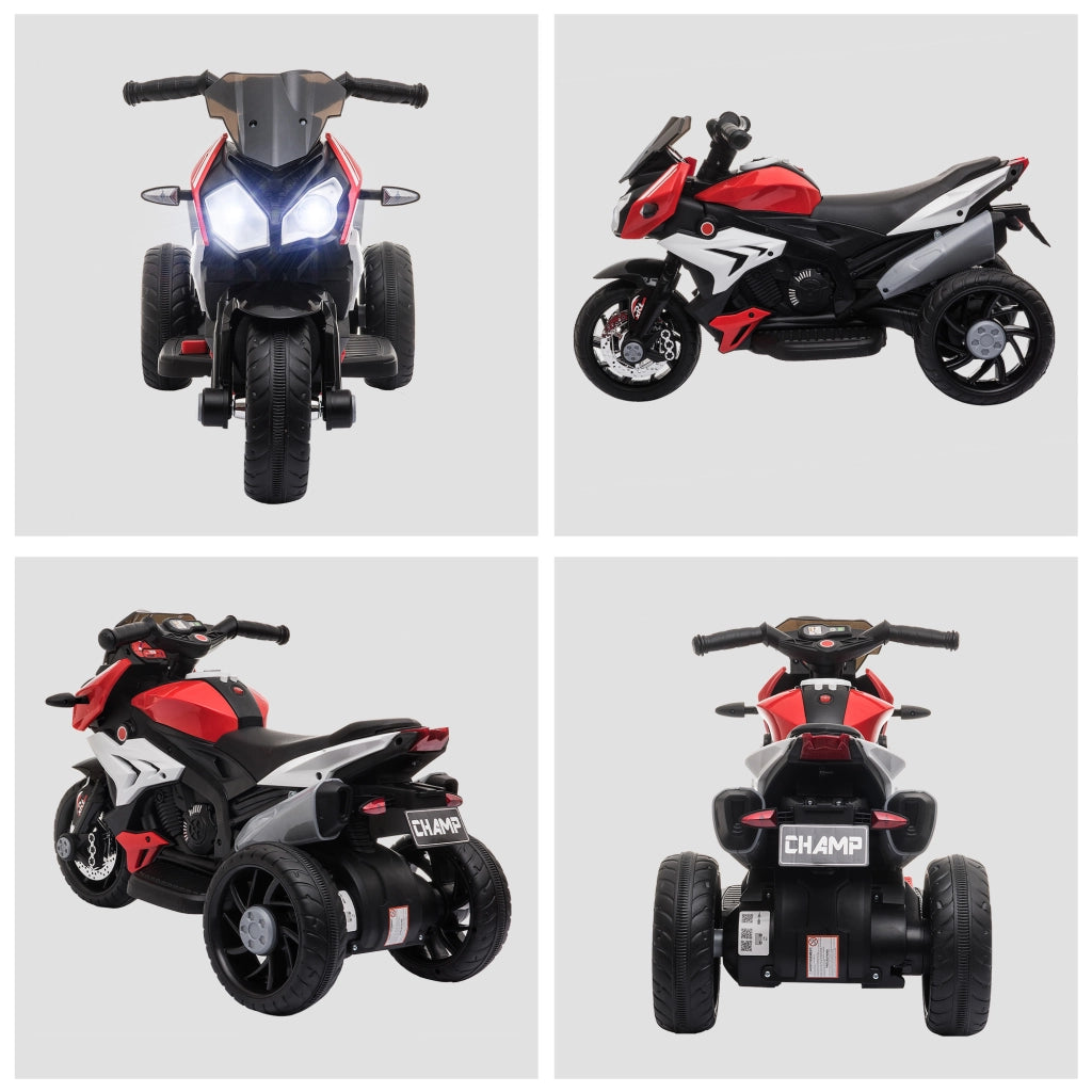 Trimoto Elettrico per Bambini 3+ Anni ¨C Zephmum ¨C Nero e Rosso con Batteria 6V 86x42x52 cm