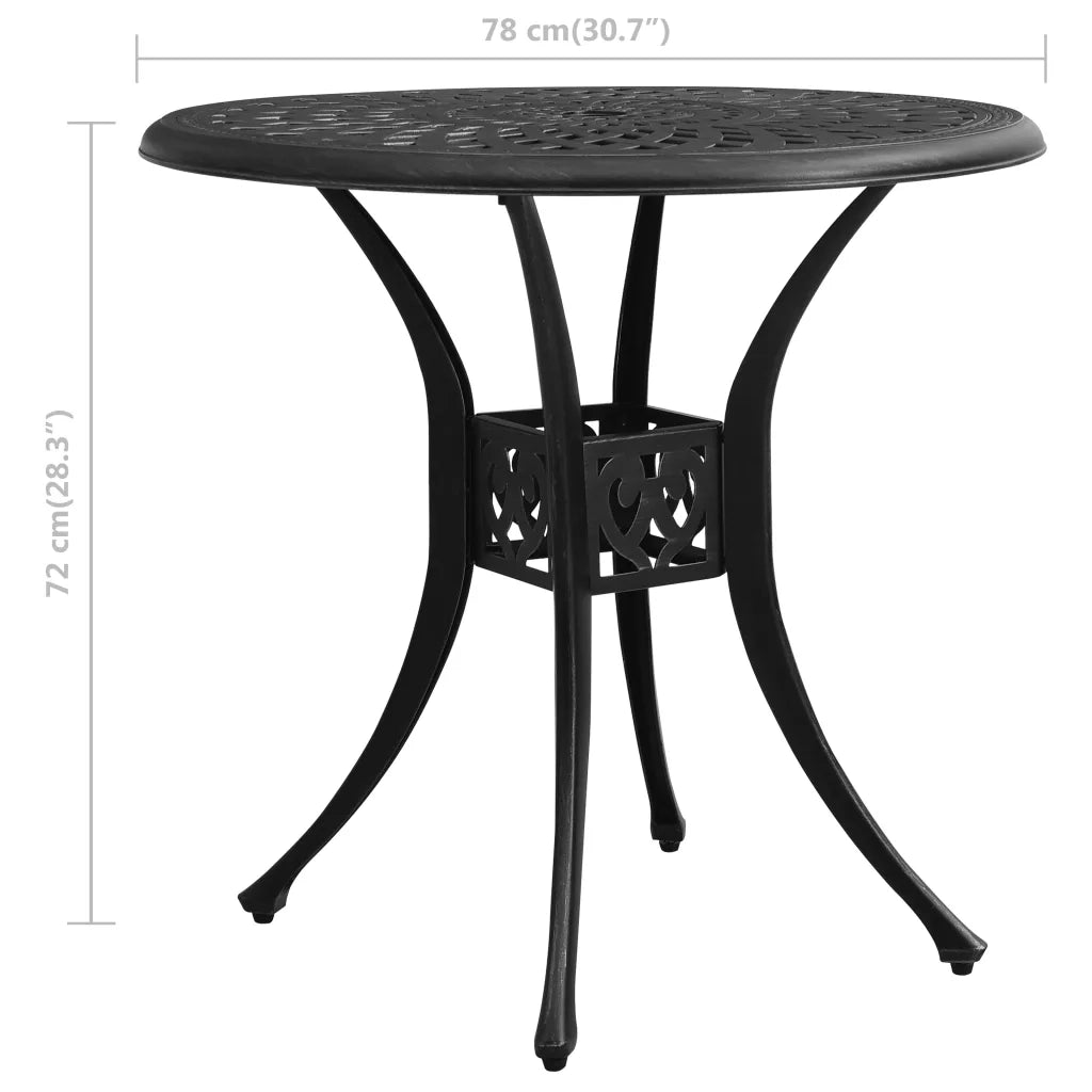 Tavolo da Giardino Nero 78x78x72 cm in Alluminio Pressofuso 315583