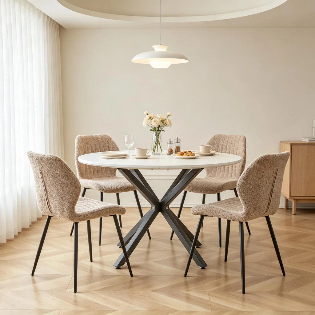 Set 4 Sedie Imbottite Eleganti e Comode, Delicate sulla Pelle, per Trucco, Cucina e Ufficio