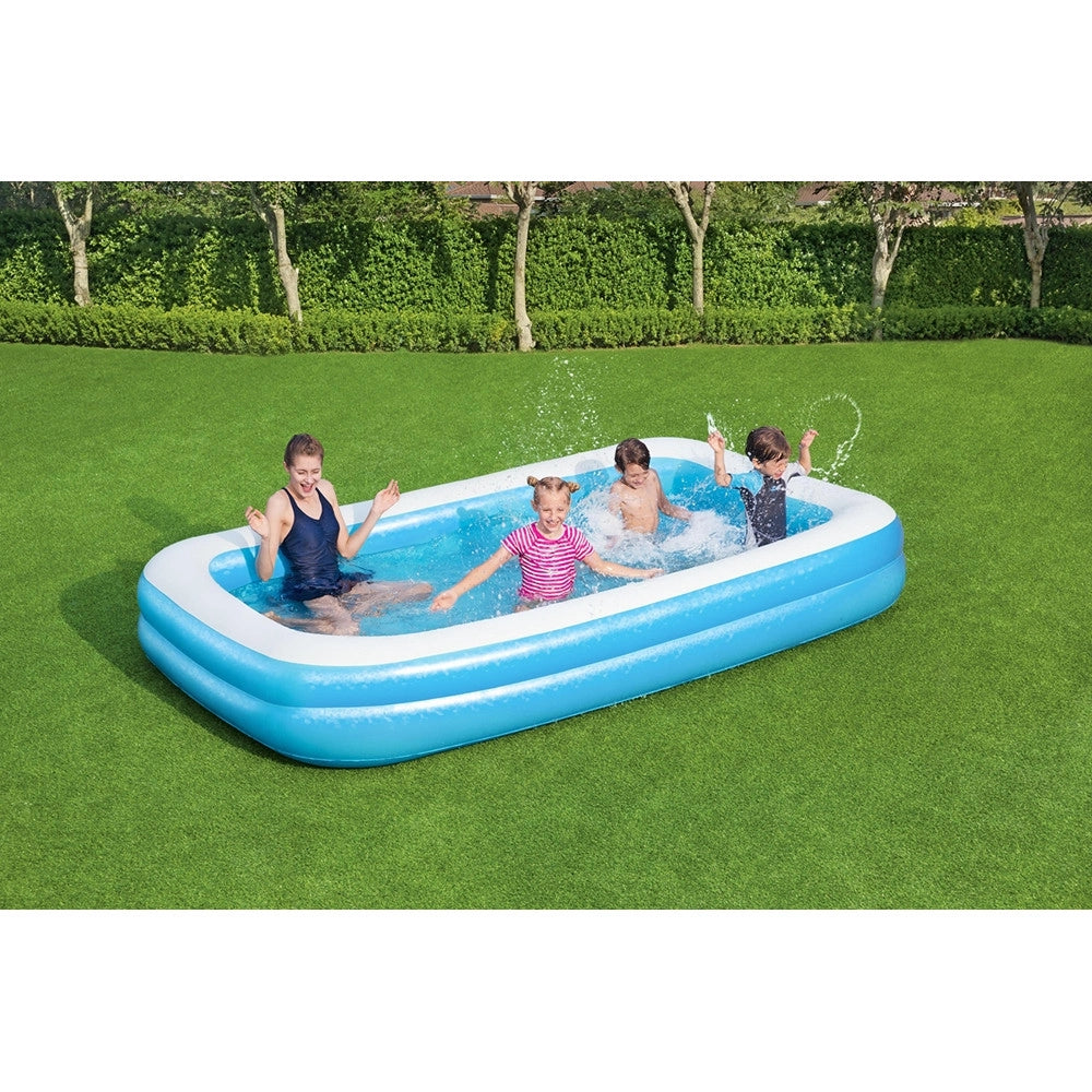 Trade Shop - Piscina Gonfiabile Familiare 305 X 183 X 46 Cm Rettangolare 2 Anelli Giardino 54150 -