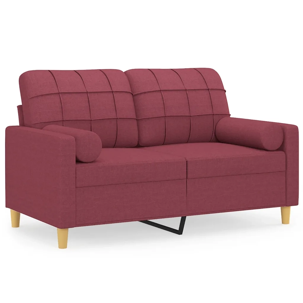 Divano a 2 Posti con Cuscini-Sofa 2 Posti con Cuscini Rosso Vino 120 cm in Tessuto 907160