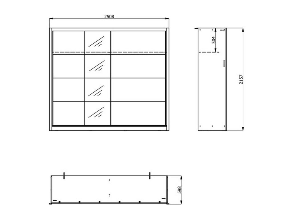 Armadio Camera da Letto Pedavena, Guardaroba Grande Appendiabiti, 251x215.5h cm Bianco Beige