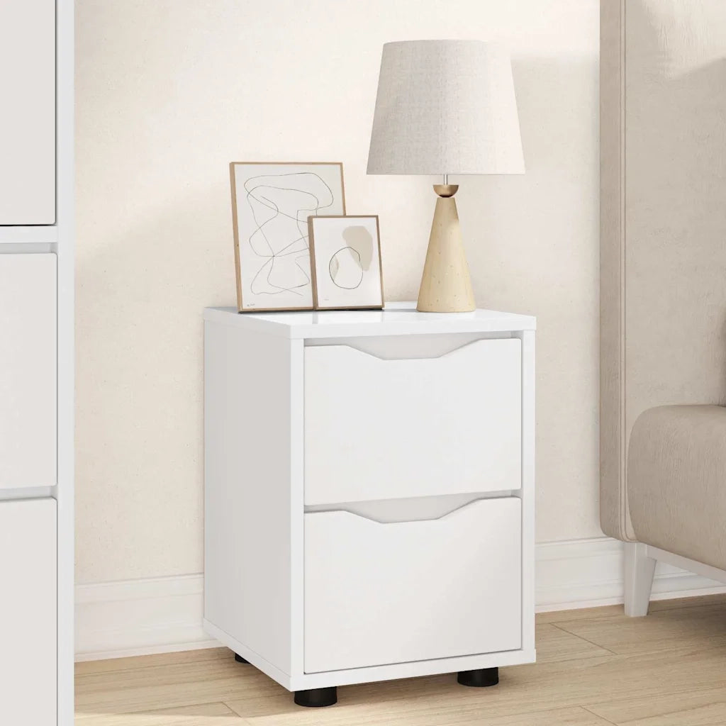 Set di 2 Comodini | Armadio da Notte | Mobiletto da notte Bianco 30,5 x 30 x 43 cm Legno multistrato