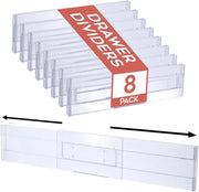 Divisori di cassetto in plastica - 8,2 cm di altezza, 30-54 cm di divisori di cassetto regolabili per abbigliamento - divisori di cassetto espandibili per la camera da letto, la cucina, il bagno, lo studio.