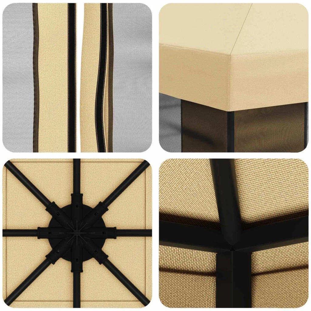 Gazebo da giardino con pareti laterali 3 x 3 m Crema 900362
