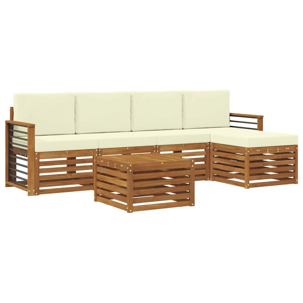 Set di divani da esterno 6 pz Naturale e Crema 3374700