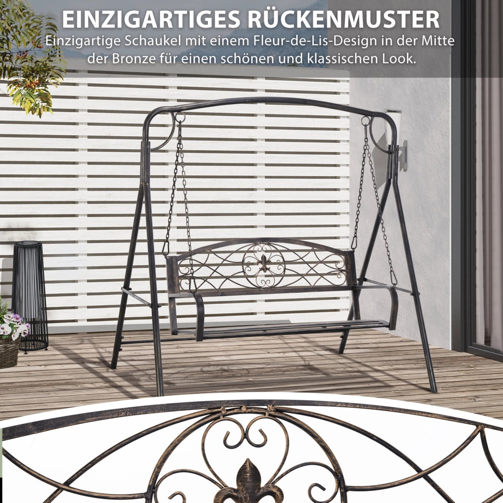 Altalena da giardino per 2 persone altalena in metallo in bronzo 167 x 123 x 175 cm ideale per giardino e terrazza