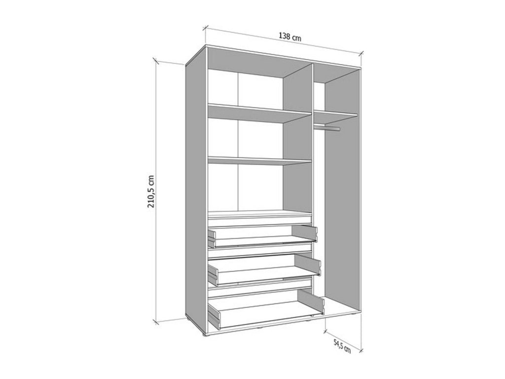 Armadio Camera da Letto Ilbonoo, Guardaroba 3 Ante Appendiabiti, 138x55 cm Marrone Rovere Nodi