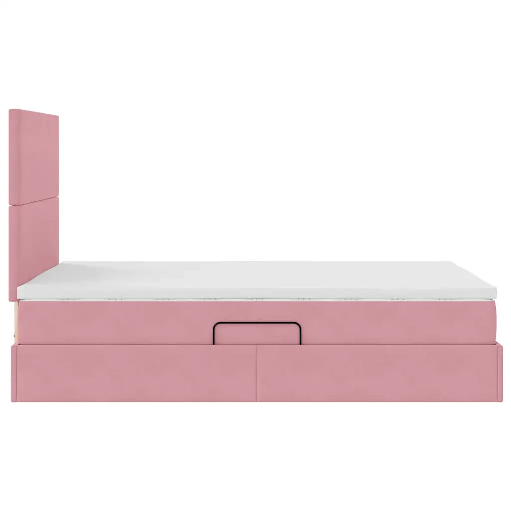 Letto con contenitore e materasso Rosa 120 x 200 cm Velluto 3371966